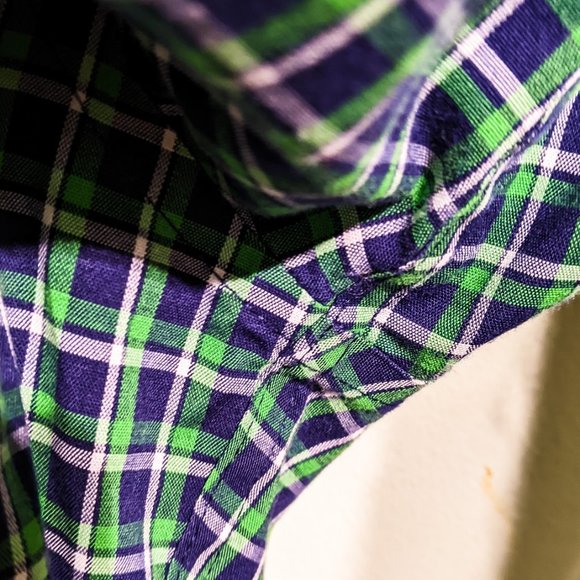 L.L. Bean shirt, white with blue green check pattern, men's size medium - Picture 6 of 9